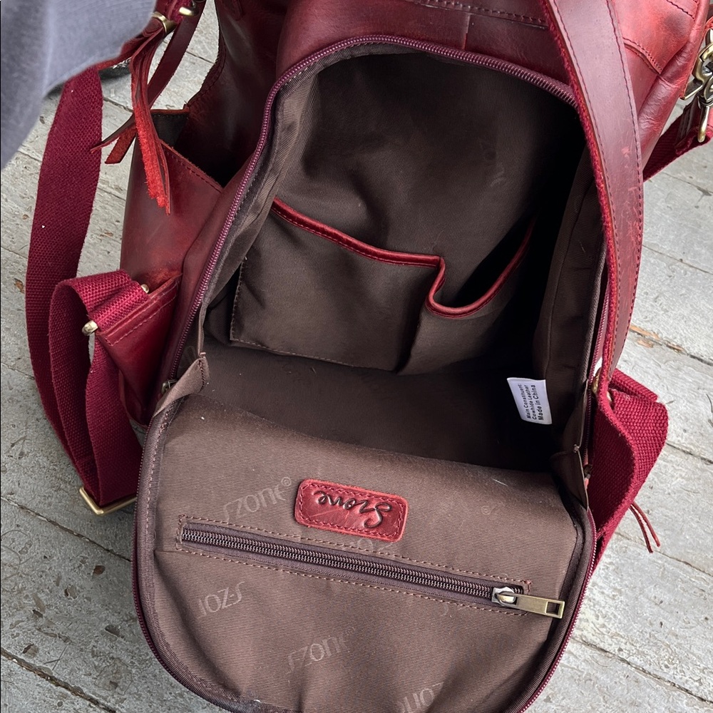 Chic Red Leather Backpack - Picture 4 of 14